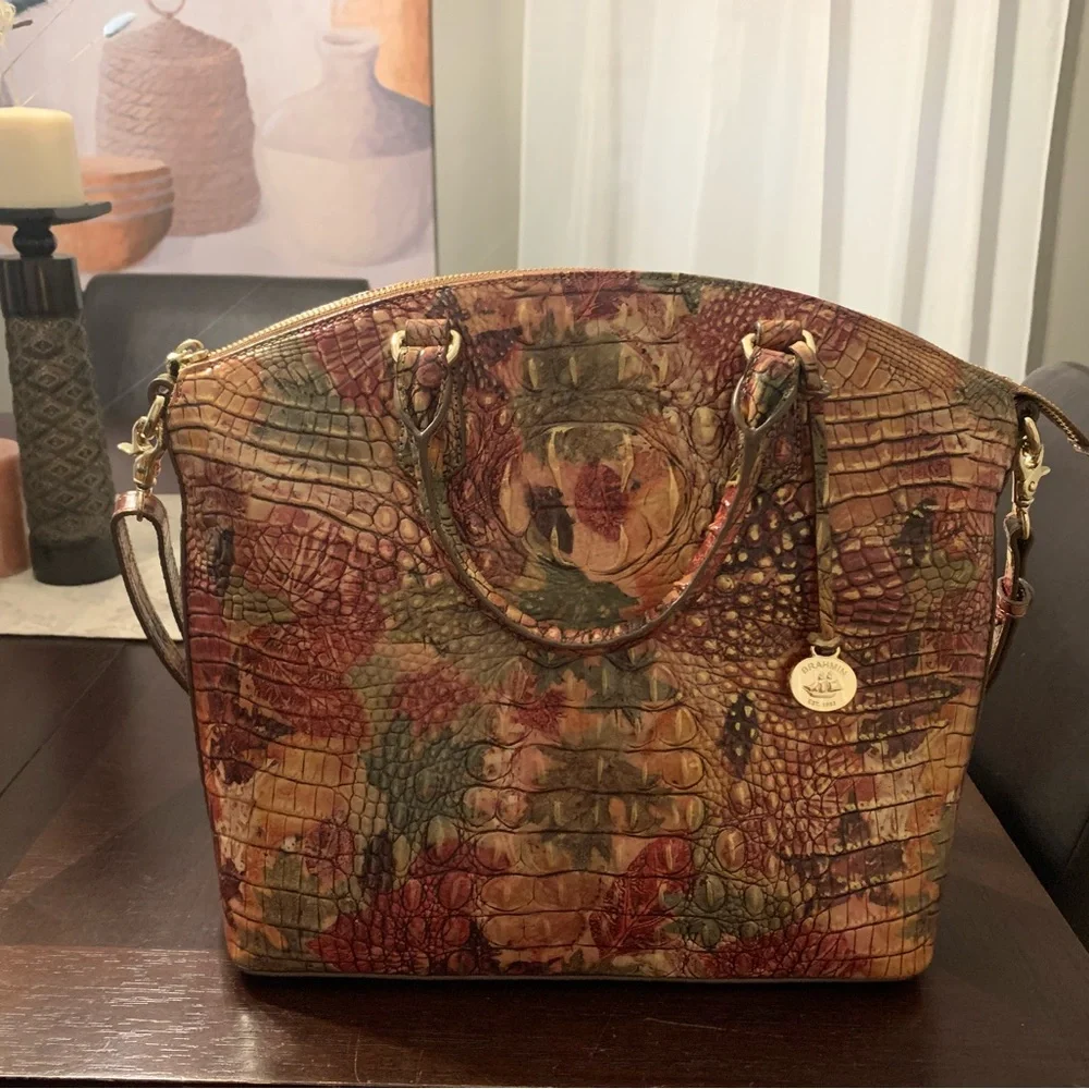 EUC Brahmin Foliage Multicolor Crocodile-Embossed Women's Bag - Picture 2 of 14